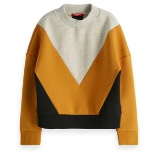 Scotch & Soda Women’s Colorblock Sweatshirt Light Gray x Mustard xBlack Size XS